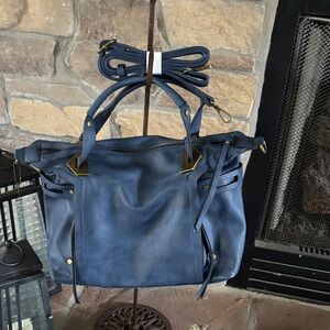 Ampère Davy Satchel in Soft Blue vegan Leather – NWOT